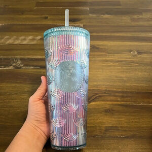 Starbucks Mermaid 2022 Iridescent Cup Straw Blur Purple Shiny